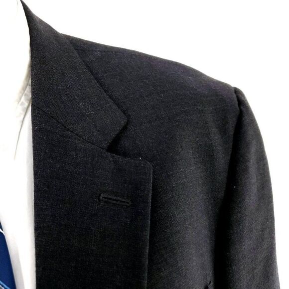 Pronto Uomo Lessona Natural Stretch Worsted Wool 2 Button Blazer 42R Gray Check - Picture 2 of 12